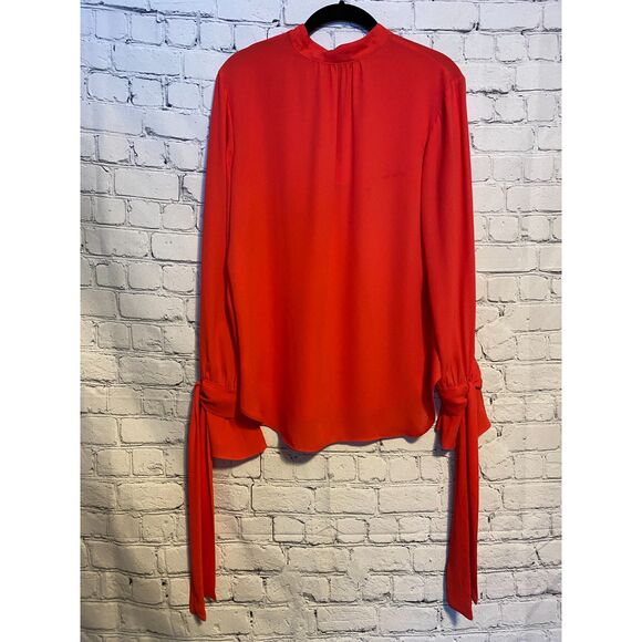 Ann Taylor Women's Coral Keyhole Neck Long Sleeve Blouse with Wrist Ties Size M - Picture 4 of 12